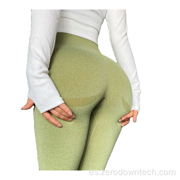 Leggings a rayas de talla grande de cintura alta levantamiento de glúteos sin costuras tejido elástico para mujer Scrunch Butt Leggings de fitness sin costuras